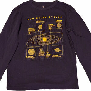 GAP Kids Dark Blue Solar System Long Sleeve Tee | EUC | Sz XL